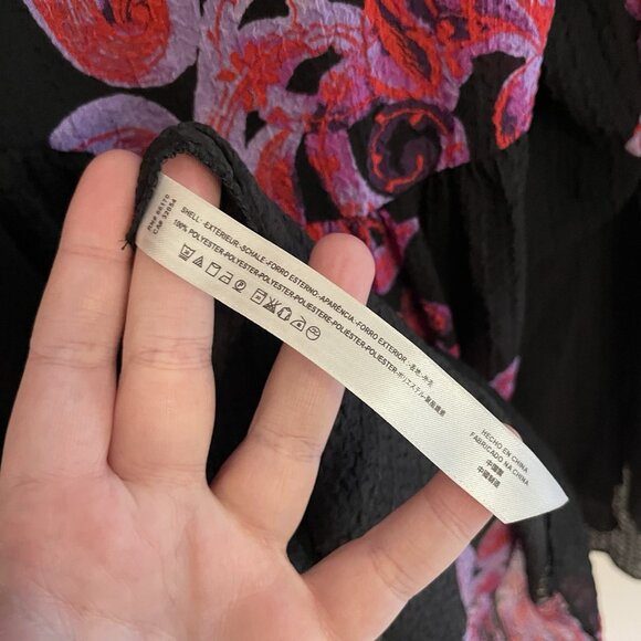 Intimately Free People M Black Floral Sheer Boho Bell Sleeve Symphony Slip Dress - Picture 8 of 11